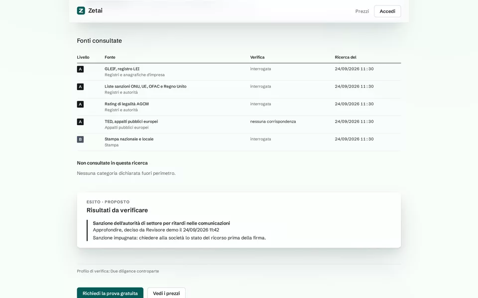 Fonti consultate e decisione nel report, su computer